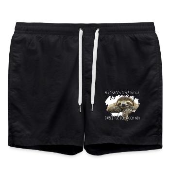 alle sagen ich bin faul Faultierspruch - Badeshorts - Schwarz - Vorne - AI Model Male 185 light (185cm)