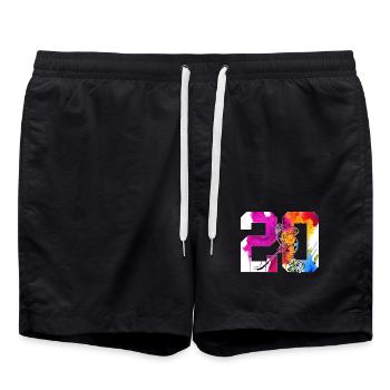 NUMBER 20 HOCKEY 20TH BIRTHDAY - Swim Trunks - black - Front - AI Model Male 185 light (185cm)