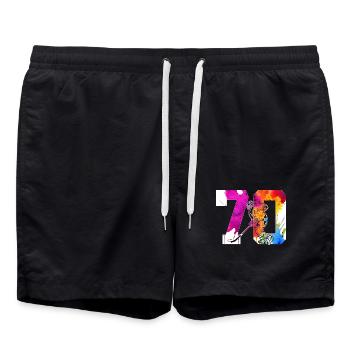 NUMBER 70 HOCKEY 70TH BIRTHDAY - Swim Trunks - black - Front - AI Model Male 185 light (185cm)