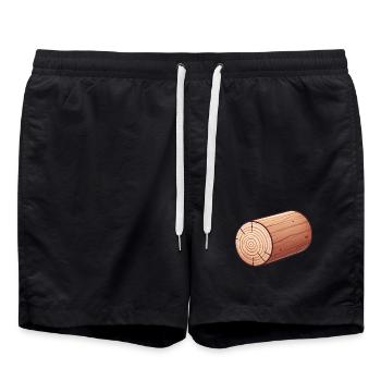 Rustikale Holzblock-Illustration - Badeshorts - Schwarz - Vorne - AI Model Male 185 light (185cm)