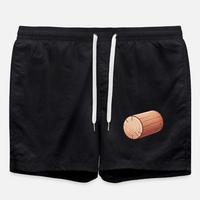 Rustikale Holzblock-Illustration - Badeshorts - Schwarz