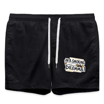 Raucher-Dilemma-Cartoon Sticker - Badeshorts - Schwarz - Vorne - AI Model Male 185 light (185cm)