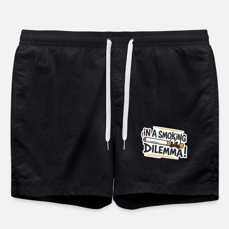 Raucher-Dilemma-Cartoon Sticker - Badeshorts - Schwarz