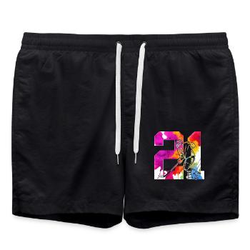 NUMBER 21 HOCKEY 21ST BIRTHDAY - Swim Trunks - black - Front - AI Model Male 185 light (185cm)