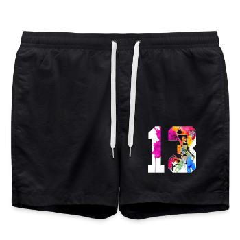 13E ANNIVERSAIRE BASKET-BALL NUMÉRO 13 - Short de bain - noir - Devant - AI Model Male 185 light (185cm)