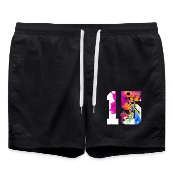 15E ANNIVERSAIRE BASKET-BALL NUMÉRO 15 - Short de bain - noir - Devant - AI Model Male 185 light (185cm)