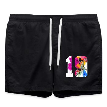19TH BIRTHDAY BASKETBALL NUMBER 19 - Swim Trunks - black - Front - AI Model Male 185 light (185cm)