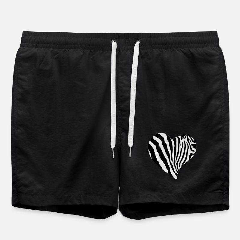 Zebra Heart - Swim Trunks - black