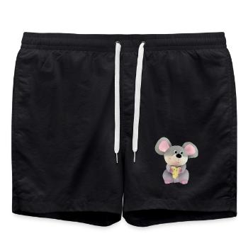 Maus mit Käse - Badeshorts - Schwarz - Vorne - AI Model Male 185 light (185cm)