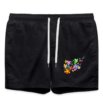 spring flowers - Swim Trunks - black - Front - AI Model Male 185 light (185cm)