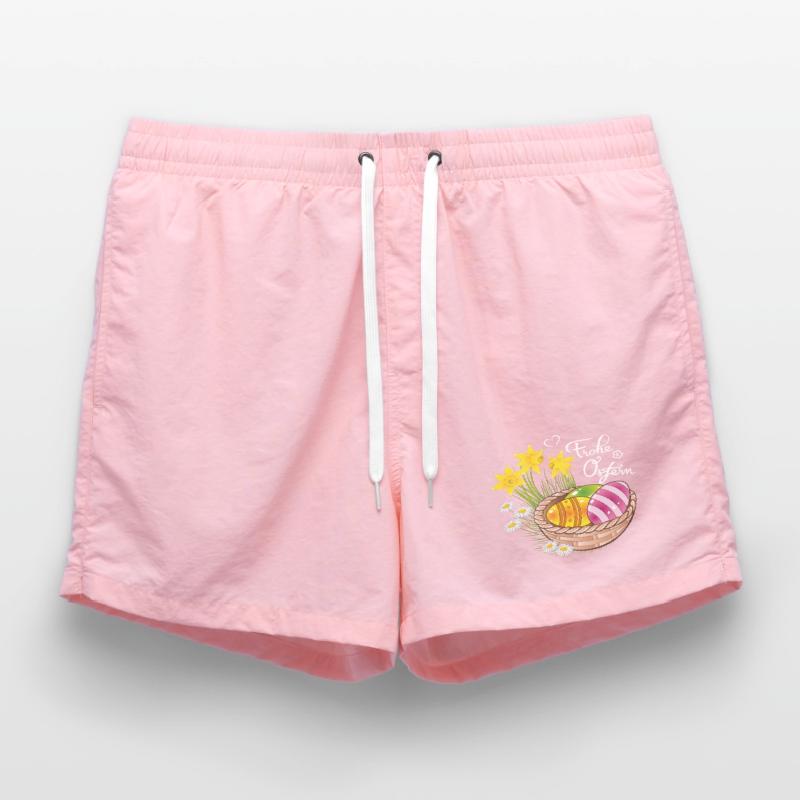 Happy Easter Easter basket Easter eggs Easter flowers eggs Swim Trunks