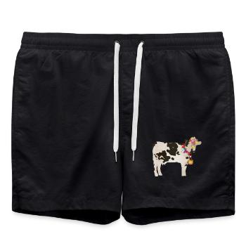 vache décorée avec cloche et décorations florales - Short de bain - noir - Devant - AI Model Male 185 light (185cm)