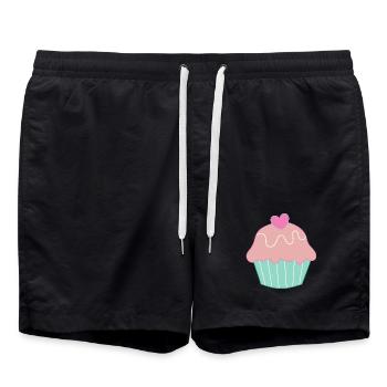 cuisine cuisine gâteau cupcake cadeau mère - Short de bain - noir - Devant - AI Model Male 185 light (185cm)