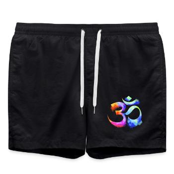 Om arcenciel watercolor - Swim Trunks - black - Front - AI Model Male 185 light (185cm)