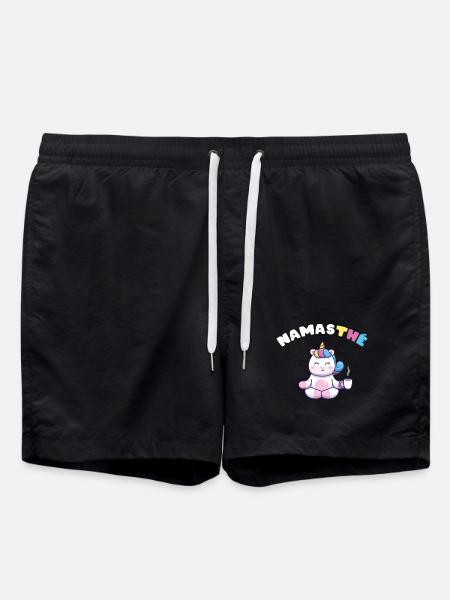 Namasthé Cadeau Humour Yoga Licorne Femmes Filles - Short de bain - noir