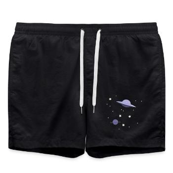 UFO in space - Swim Trunks - black - Front - AI Model Male 185 light (185cm)