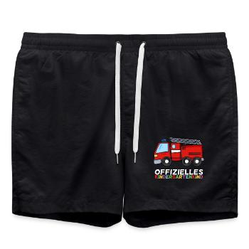 Kindergarten Feuerwehr Feuerwehrmann - Badeshorts - Schwarz - Vorne - AI Model Male 185 light (185cm)