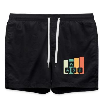 keys wasd gaming gift retro gamer Symbol Logo icon - Badeshorts - Schwarz - Vorne - AI Model Male 185 light (185cm)