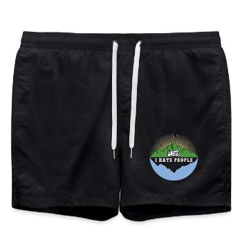 I hate people - Camping Nature Solitude - Short de bain - noir - Devant - AI Model Male 185 light (185cm)