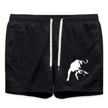 Art minimal de la silhouette de taureau - Short de bain - noir - Devant - AI Model Male 185 light (185cm)