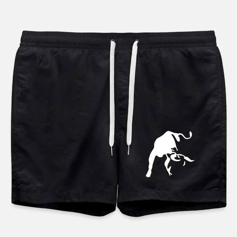 Minimal Bull Silhouette Art - Swim Trunks - black