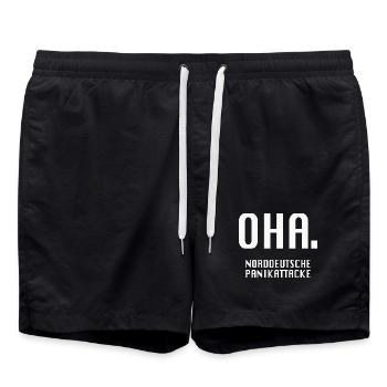 Oha. Norddeutsche Panikattacke - Badeshorts - Schwarz - Vorne - AI Model Male 185 light (185cm)