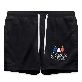 Joyeux Noël Weihnachtsbäume Frankreich Flagge - Badeshorts - Schwarz - Vorne - AI Model Male 185 light (185cm)
