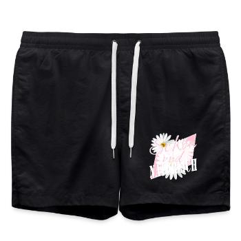 Schön und natürlich Margeriten Blumen rosa - Badeshorts - Schwarz - Vorne - AI Model Male 185 light (185cm)