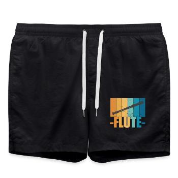 Flute Vintage Musiker Instrument Geschenk - Badeshorts - Schwarz - Vorne - AI Model Male 185 light (185cm)