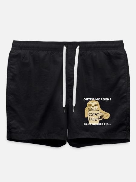 Langschläfer Kaffee Morgen Sloth - Badeshorts - Schwarz