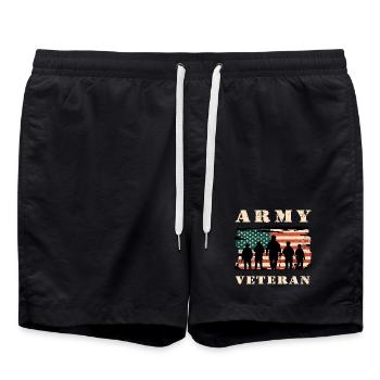 Armee Veteran mit USA Flagge - Badeshorts - Schwarz - Vorne - AI Model Male 185 light (185cm)