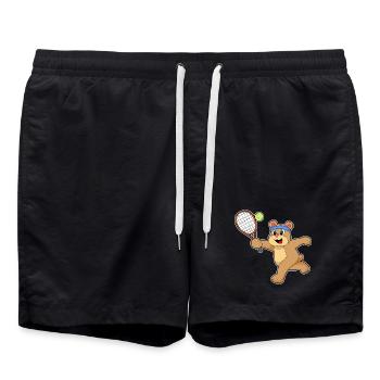 Bear Tennis Racket Sport - Swim Trunks - black - Front - AI Model Male 185 light (185cm)