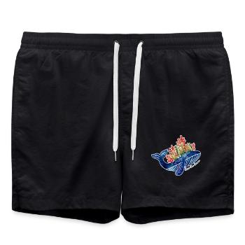Illustration de baleine avec du corail | Protéger la mer - Short de bain - noir - Devant - AI Model Male 185 light (185cm)