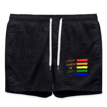 Bunte Friedensbotschaft T-Shirt - Badeshorts - Schwarz - Vorne - AI Model Male 185 light (185cm)