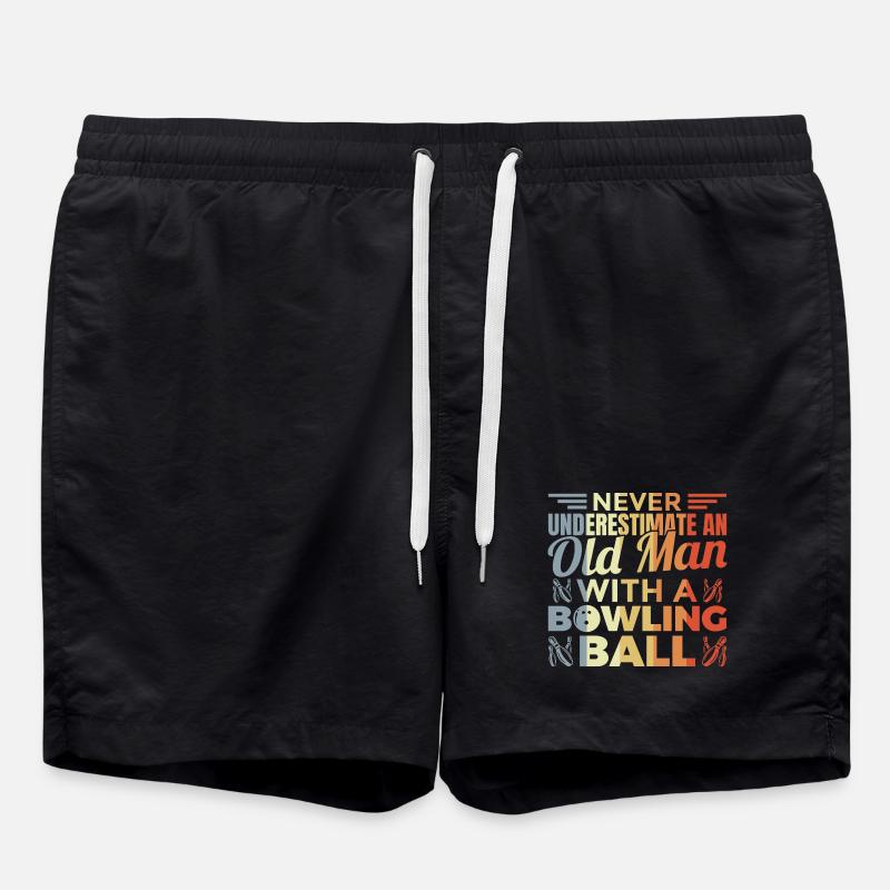 Old bowling player - Swim Trunks - black