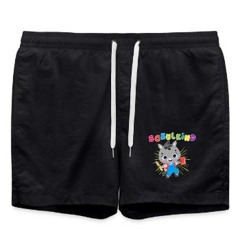 Stilvoll ins Schulleben! Unser Einschulungs-Design - Badeshorts - Schwarz - Vorne - AI Model Male 185 light (185cm)