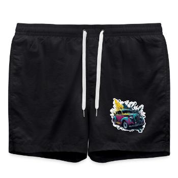 Éclaboussure de voiture vintage colorée - Short de bain - noir - Devant - AI Model Male 185 light (185cm)