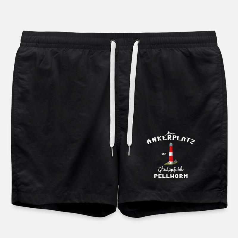 Pellworm , Ankerplatz der Glücksgefühle - Badeshorts - Schwarz