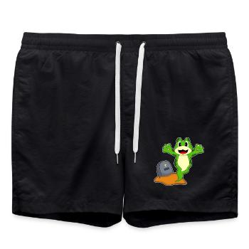 Pierre tombale d’Halloween de grenouilles - Short de bain - noir - Devant - AI Model Male 185 light (185cm)