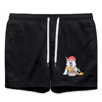Curling Polar Bear - Swim Trunks - black - Front - AI Model Male 185 light (185cm)