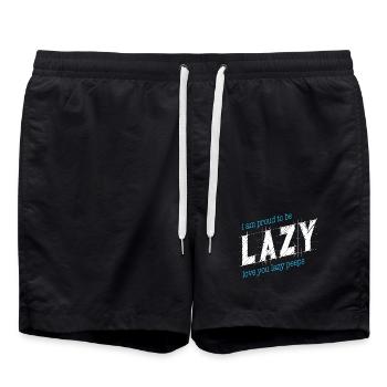 Stolz darauf, faul zu sein - Badeshorts - Schwarz - Vorne - AI Model Male 185 light (185cm)