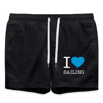 I LOVE SAILING Segeln - Badeshorts - Schwarz - Vorne - AI Model Male 185 light (185cm)