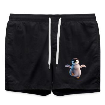 Ein fröhlich tanzender Pinguin - Badeshorts - Schwarz - Vorne - AI Model Male 185 light (185cm)