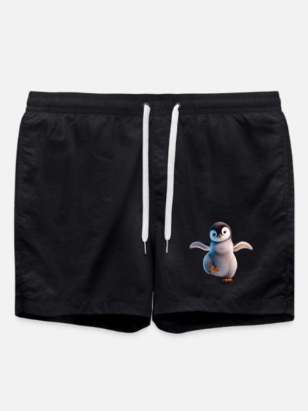 A happily dancing penguin - Swim Trunks - black