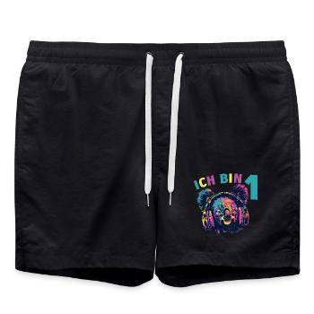 1.Geburtstag Koala Koalabär mit Kopfhörer Musik - Badeshorts - Schwarz - Vorne - AI Model Male 185 light (185cm)