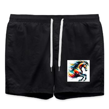 Pferd - Badeshorts - Schwarz - Vorne - AI Model Male 185 light (185cm)