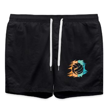 retro abstrakt Volleyball vintage Design Beach - Badeshorts - Schwarz - Vorne - AI Model Male 185 light (185cm)