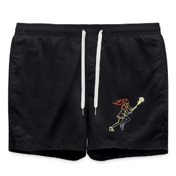 Girls Lacrosse Retro Style - Swim Trunks - black - Front - AI Model Male 185 light (185cm)