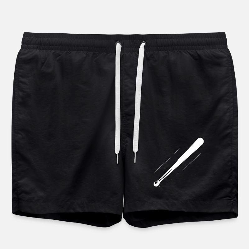 Baseball Bat Drawing - Swim Trunks - black