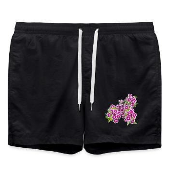 Carnation poetry – focus on garden blossoms - Swim Trunks - black - Front - AI Model Male 185 light (185cm)